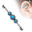 Piercing industriel  trio de fleurs vintages en laiton avec turquoises