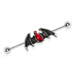 Piercing industriel  ailes de dmon strass rouges rubis