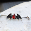 Piercing industriel  ailes de dmon strass rouges rubis