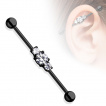 Piercing industriel avec trio de strass asymtriques au centre