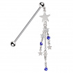 Piercing industriel à cascade d'étoiles en pendentif
