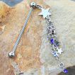 Piercing industriel à cascade d'étoiles en pendentif