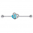 Piercing industriel à duo de coeurs multi-strass