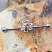 Piercing industriel  fleur fantaisie strass multicolores