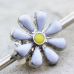 Piercing industriel à fleur marguerite emaillée blanc et jaune