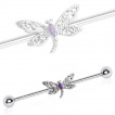 Piercing industriel  libellule argente et violette