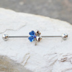 Piercing industriel trfle  4 feuilles  zirconiums bleus