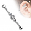 Piercing industriel trio de cercles avec strass