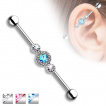 Piercing industriel trio de cercles avec strass