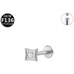 Piercing labret Titane à carré concave serti zirconium (lèvre, tragus, lobe...)
