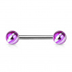 Piercing langue barbell à boules plaquées IP marbrées à aspect nacré