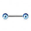 Piercing langue barbell à boules plaquées IP marbrées à aspect nacré