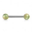 Piercing langue barbell  boules plaques IP marbres  aspect nacr