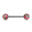 Piercing langue barbell à boules plaquées IP marbrées à aspect nacré