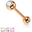 Piercing langue barbell cuivr avec strass