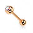 Piercing langue barbell cuivr avec strass