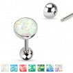 Piercing langue barbell en acier  boule et opale synthtique