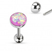 Piercing langue barbell en acier  boule et opale synthtique