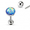 Piercing langue barbell en acier  boule et opale synthtique