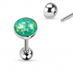 Piercing langue barbell en acier  boule et opale synthtique