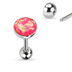 Piercing langue barbell en acier  boule et opale synthtique