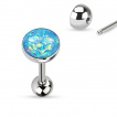 Piercing langue barbell en acier  boule et opale synthtique