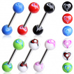 Piercing langues à boules UV avec coeur