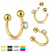 Piercing lèvre et arcade fer à cheval en acier à strass