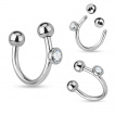 Piercing lèvre et arcade fer à cheval en acier à strass