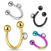 Piercing lèvre et arcade fer à cheval en acier à strass