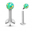 Piercing lèvre labret en acier à boule en Opale synthétique