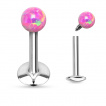 Piercing lvre labret en acier  boule en Opale synthtique