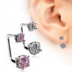 Piercing lobe oreille loop  embouts avec strass