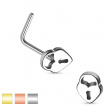 Piercing nez en acier  tige en L avec embout cadenas en coeur