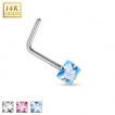 Piercing nez en or blanc 14 carats à tige en
