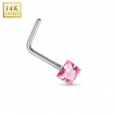 Piercing nez en or blanc 14 carats à tige en