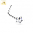 Piercing nez en or blanc 14 carats  tige en 