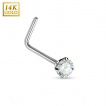 Piercing nez en or blanc 14 carats  tige en 