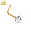 Piercing nez en or jaune 14 carats à tige en