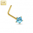 Piercing nez en or jaune 14 carats  tige en 