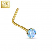 Piercing nez en or jaune 14 carats  tige en 