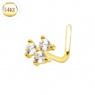 Piercing nez fleur sertie en or 14 carats  tige en 