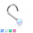 Piercing nez stud courbé avec bille de pierre Opale