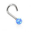 Piercing nez stud courbé avec bille de pierre Opale