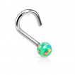 Piercing nez stud courbé avec bille de pierre Opale