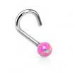Piercing nez stud courbé avec bille de pierre Opale