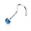 Piercing nez stud courbé en acier avec pierre Opalite