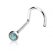 Piercing nez stud courbé en acier avec pierre Opalite