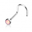 Piercing nez stud courbé en acier avec pierre Opalite