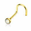 Piercing nez stud courbé en acier plaqué avec pierre Opalite